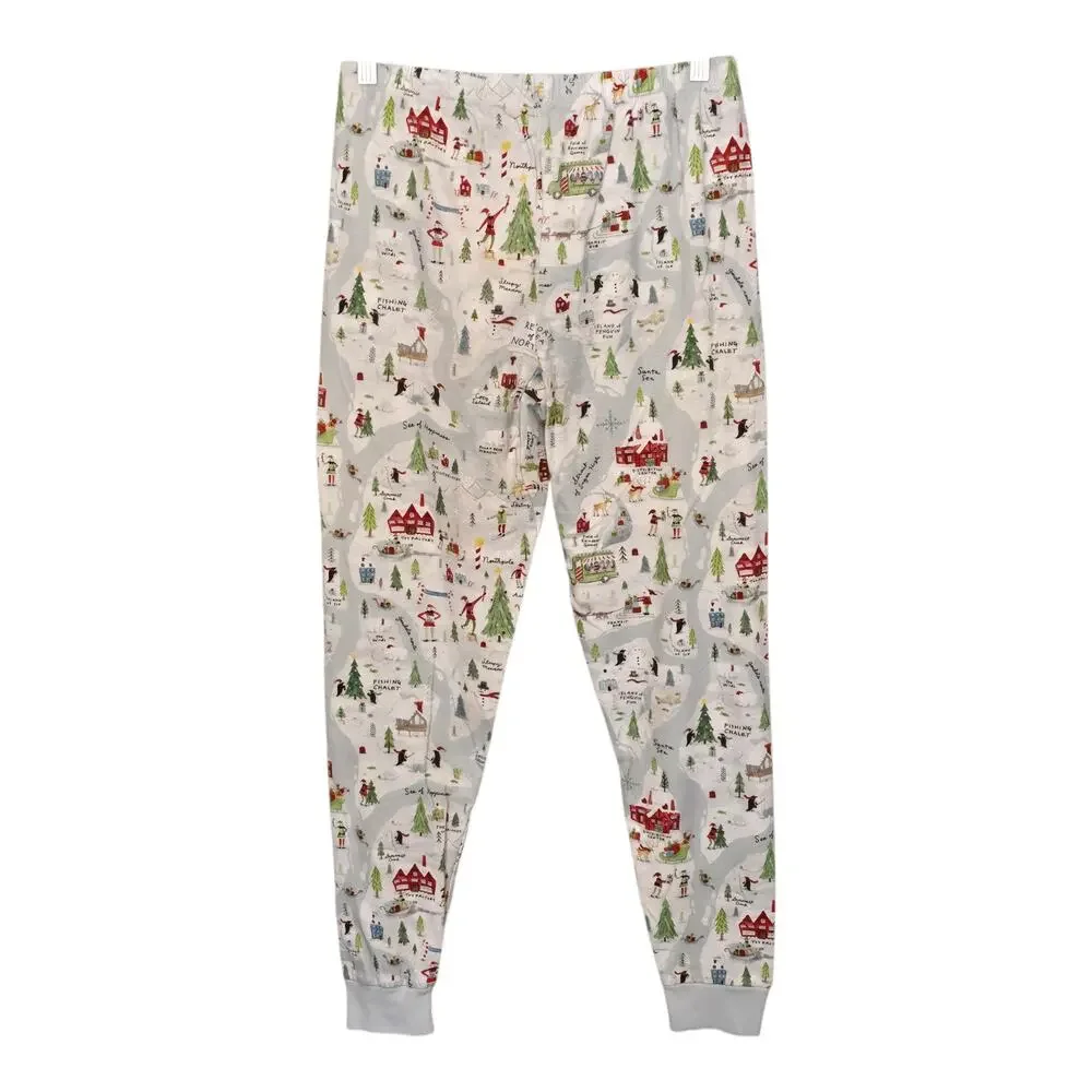 Pottery Barn Big Kids Two Piece Christmas Holiday Pajama Set Large North Pole